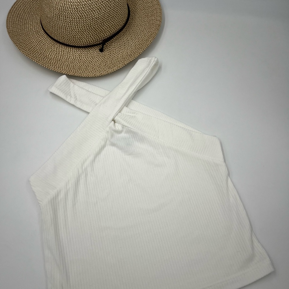 Gaze White Ribbed Women's Top